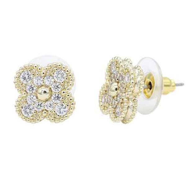 CZ CLOVER POST EARRING