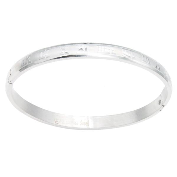 STAINLESS STEEL ROMAN NUMERALS HINGED BRACELET