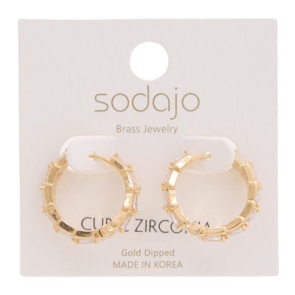 SODAJO GOLD DIPPED CZ HOOP EARRING