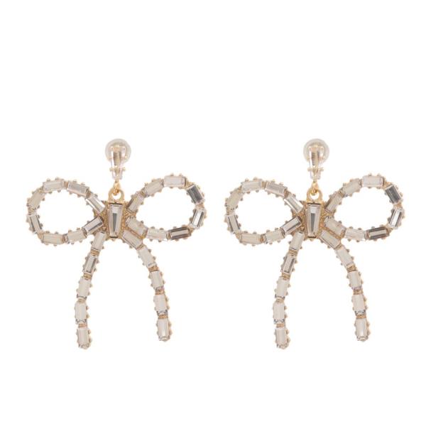 SODAJO GOLD DIPPED CZ RIBBON BOW EARRING