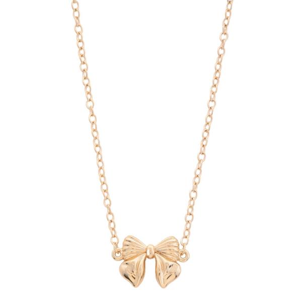 SDJ METAL CHAIN RIBBON BOW PENDANT NECKLACE