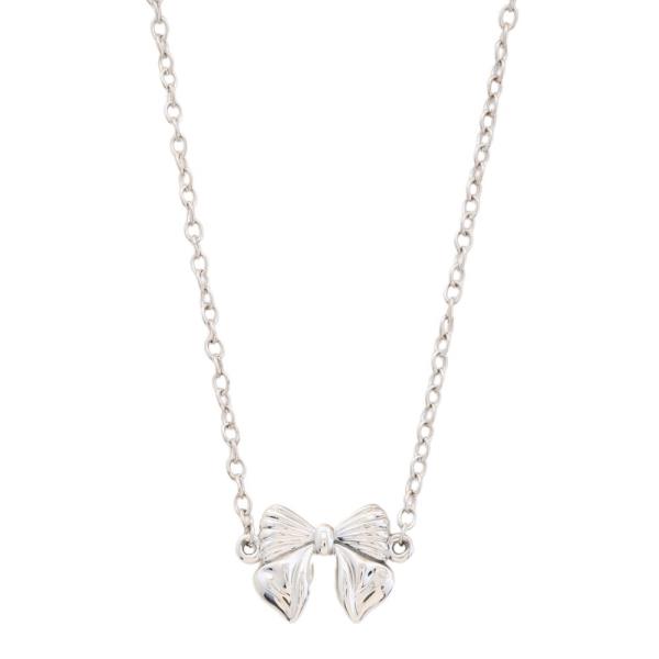 SDJ METAL CHAIN RIBBON BOW PENDANT NECKLACE