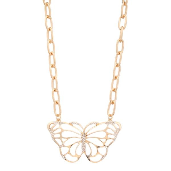 SDJ METAL CHAIN BUTTERFLY PENDANT NECKLACE