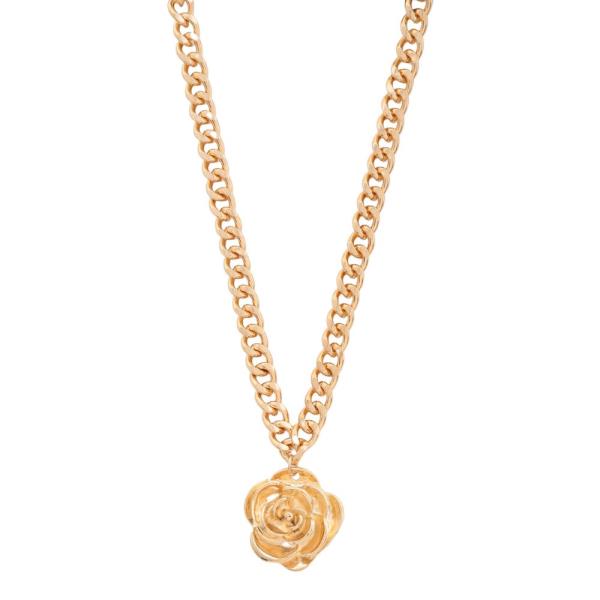 SDJ METAL CHAIN ROSE PENDANT NECKLACE