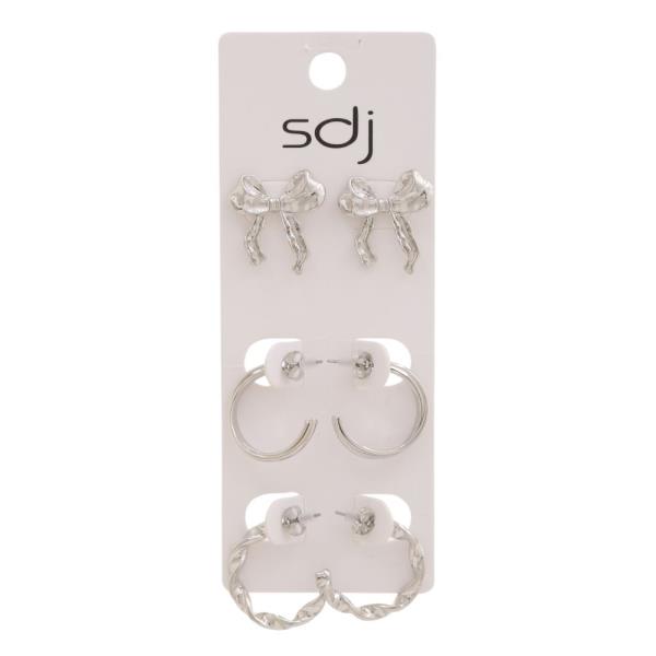 SDJ RIBBON METAL MULTI EARRING 3 PAIR SET