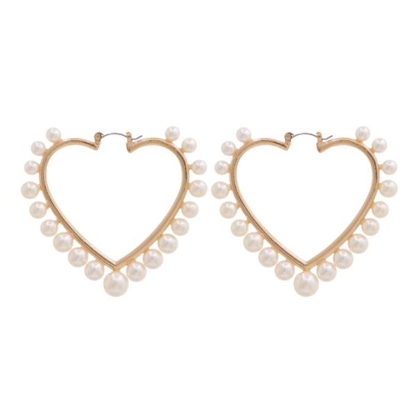 SDJ PEARL HEART HOOP EARRING