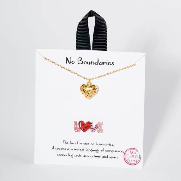 18K GOLD RHODIUM DIPPED NO BOUNDARIES HEART NECKLACE