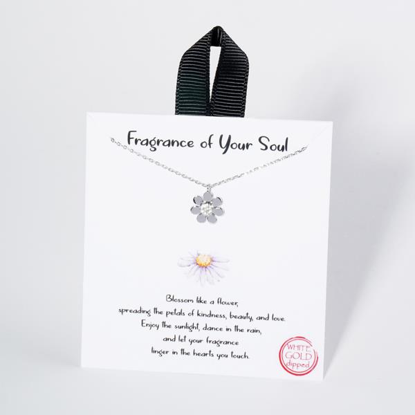 18K GOLD RHODIUM DIPPED FRAGRANCE OF YOUR SOUL FLOWER NECKLACE