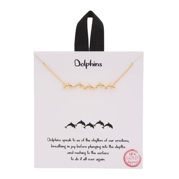 18K GOLD RHODIUM DIPPED DOLPHINS NECKLACE