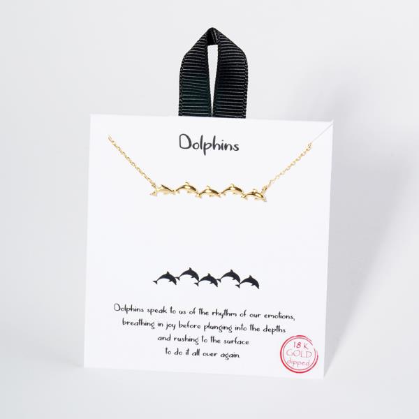 18K GOLD RHODIUM DIPPED DOLPHINS NECKLACE