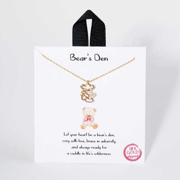 18K GOLD RHODIUM DIPPED BEARS DEN NECKLACE