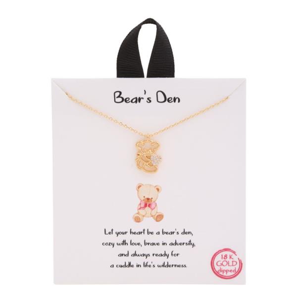 18K GOLD RHODIUM DIPPED BEARS DEN NECKLACE