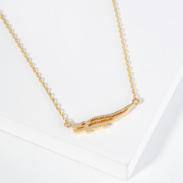 18K GOLD RHODIUM DIPPED LANGUAGE OF THE WILD CROCODILE NECKLACE
