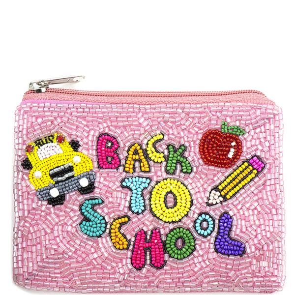 SEED BEAD BACK TO SCHOOL COIN PURSE BAG