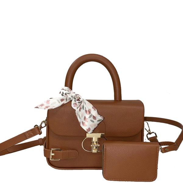 2IN1 BUCKLE SCARF SATCHEL W WALLET SET