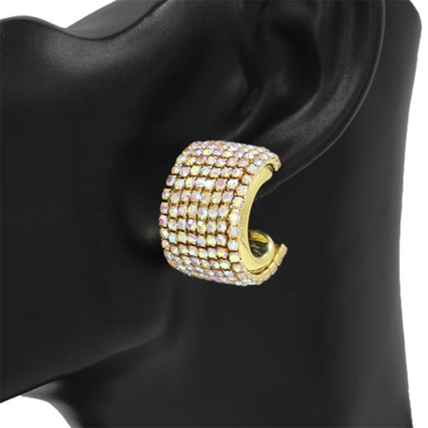 RHINESTONE C HOOP EARRING