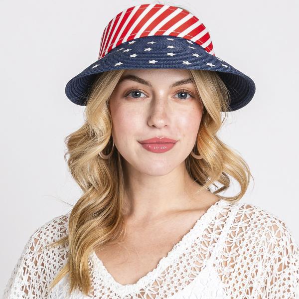 AMERICAN FLAG ROLL UP SUN VISOR WITH ADJUSTABLE ELASTIC BAND