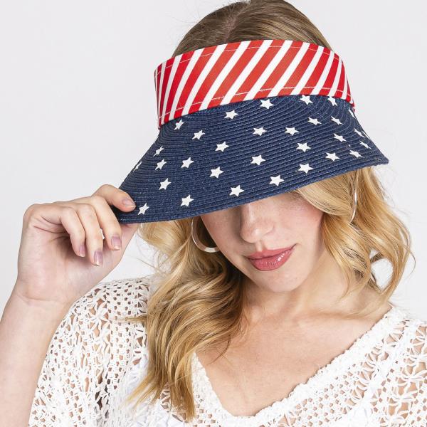 AMERICAN FLAG ROLL UP SUN VISOR WITH ADJUSTABLE ELASTIC BAND