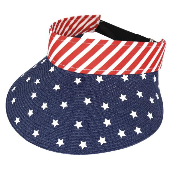 AMERICAN FLAG ROLL UP SUN VISOR WITH ADJUSTABLE ELASTIC BAND