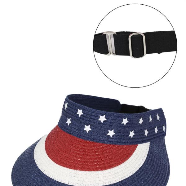 AMERICAN FLAG ROLL UP SUN VISOR WITH ADJUSTABLE ELASTIC BAND