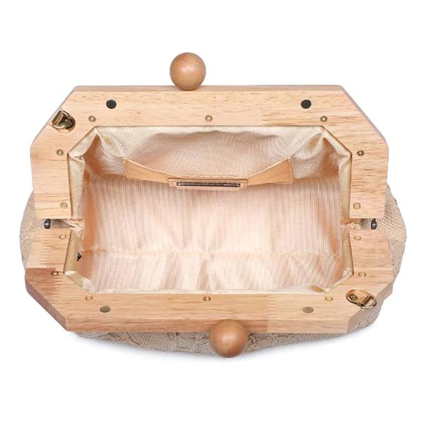 TEXTURED PATTERN WOODEN ELANOR CLUTCH BAG