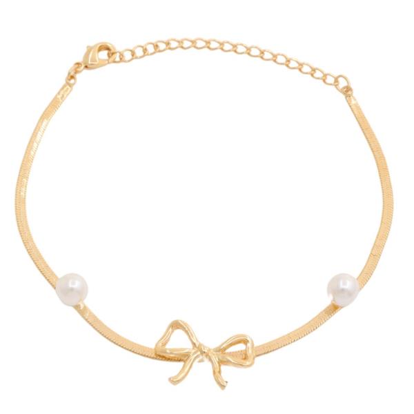 SODAJO PEARL METAL RIBBON BRACELET