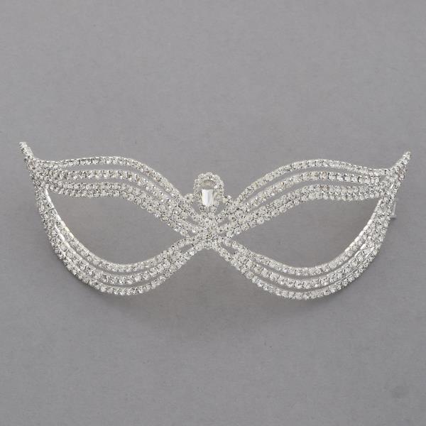 RHINESTONE MASQUERADE MASK WITH BLACK TIE RIBBON