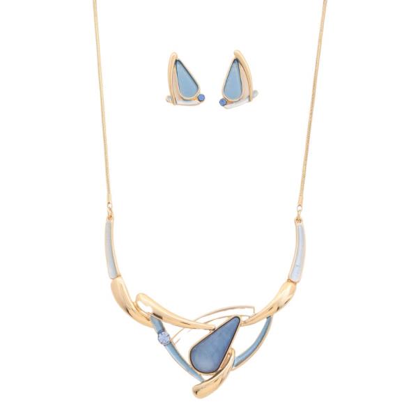 METAL STATEMENT NECKLACE EARRING SET