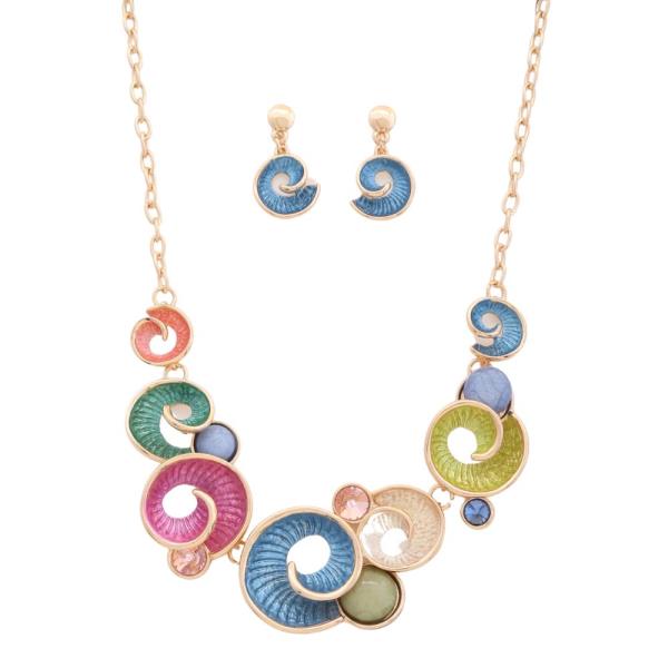 SEA LIFE SEHLL NECKLACE EARRING SET