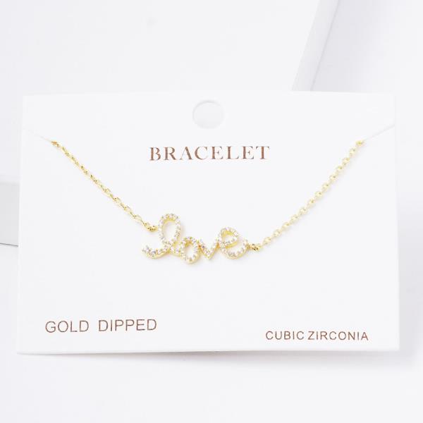 GOLD DIPPED CZ LOVE PENDANT NECKLACE