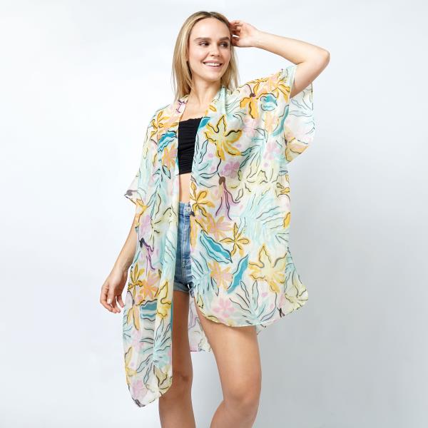 TROPICAL PRINT KIMONO