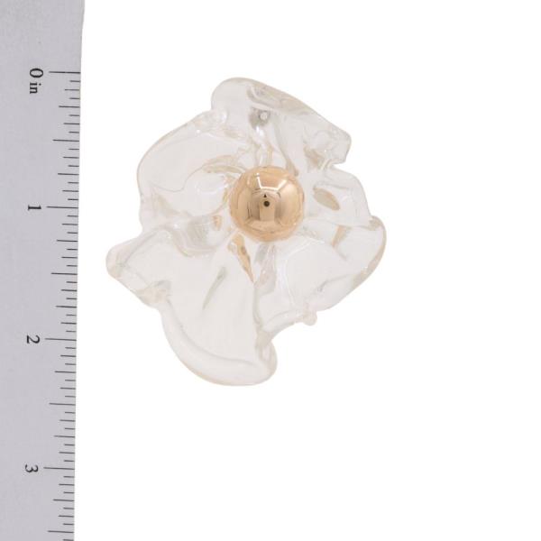 WIDE CLEAR FLOWER POST EARRING