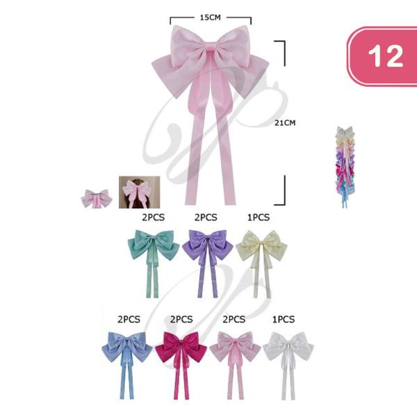 RIBBON HAIR BOW PIN (12 UNITS)