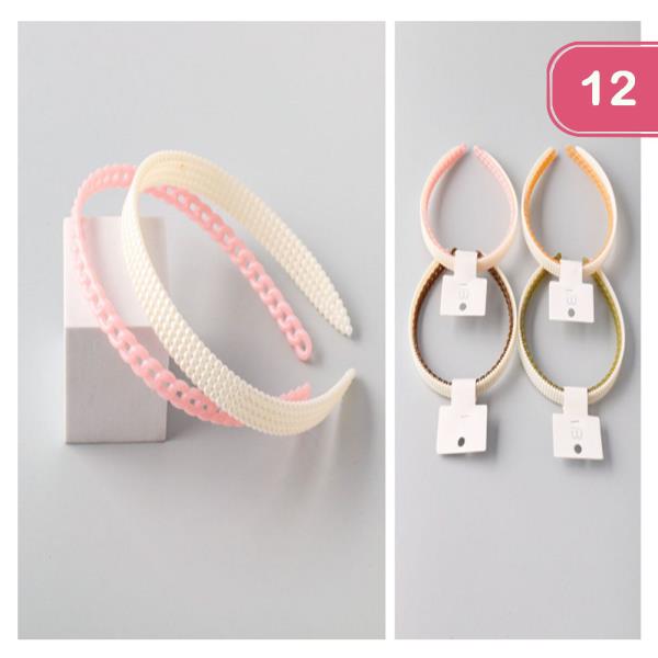 PLASTIC PEARL CHAIN HEADBAND SET (12 UNITS)