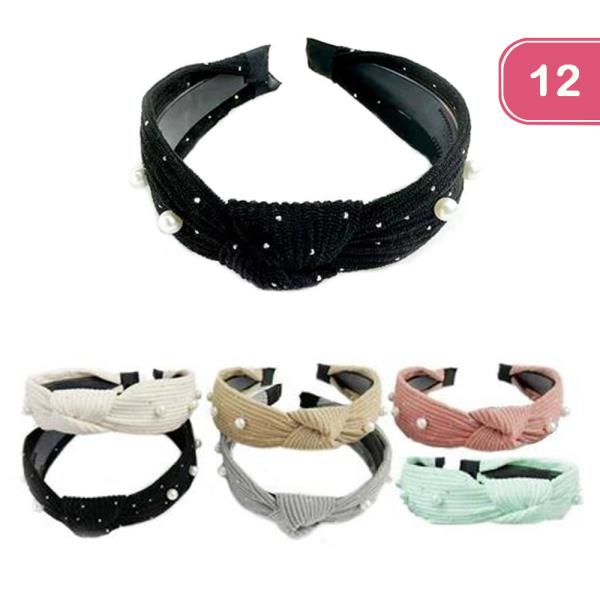 RHINESTONE PEARL HEADBAND (12 UNITS)