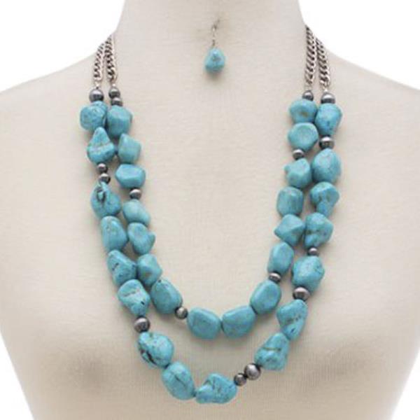 TQ STONE CHUNKY NECKLACE EARRING SET