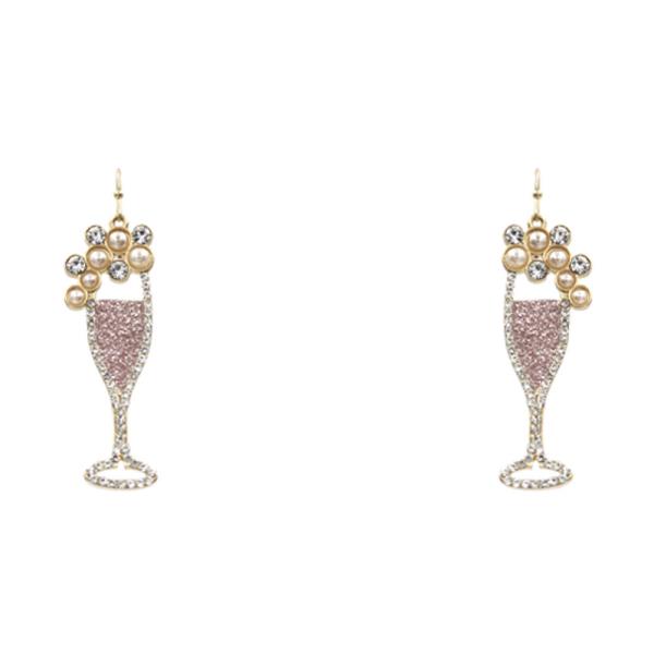 RHINESTONE PEARL COCKTAIL DANGLE EARRING