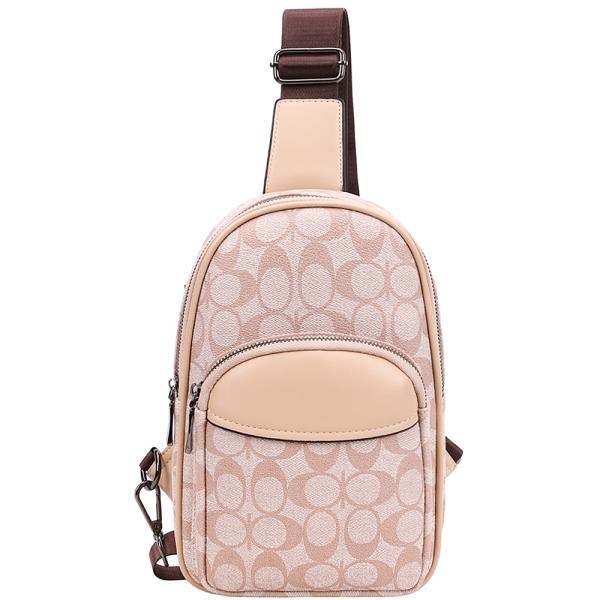 OVAL PATTERN PRINT SLING CROSSBODY BAG