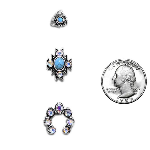 WESTERN HAND STONE 3-IN-1 TRIO EARRING