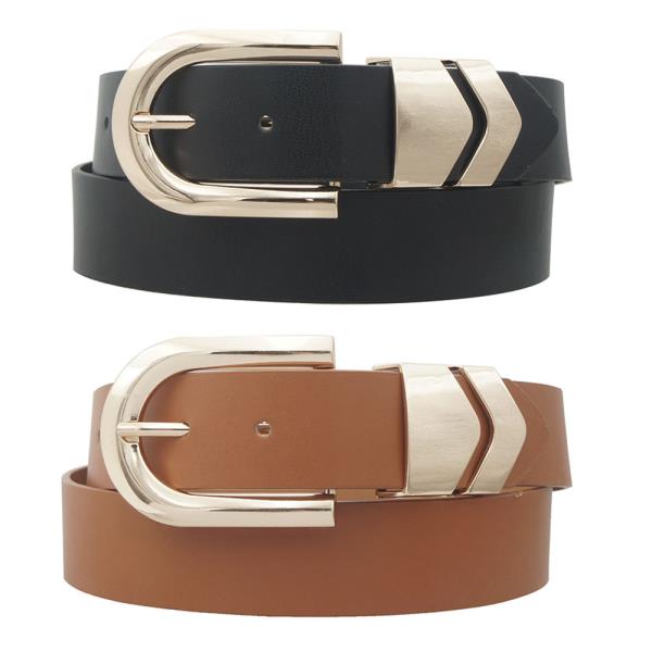 CHEVERON LOOP U BUCKLE SKINNY DUO BELT