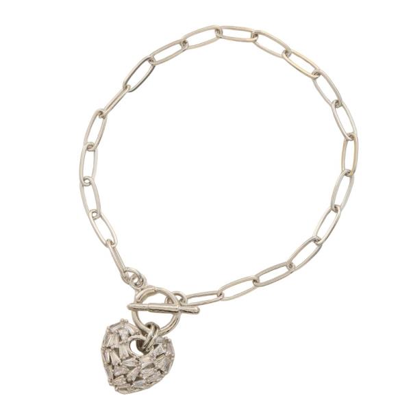 METAL CZ HEART CHARM TOGGLE CLAS