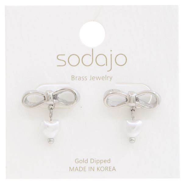 SODAJO BOW HEART BEAD GOLD DIPPED EARRING