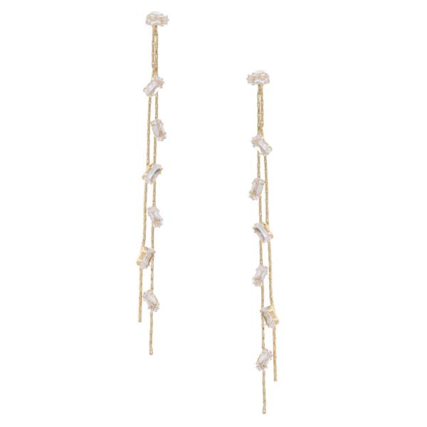 SODAJO RHINESTONE THIN METAL GOLD DIPPED EARRING