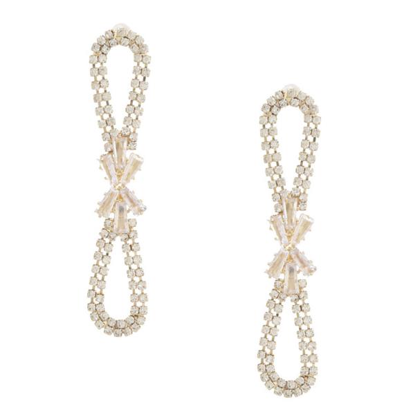 SODAJO BOW LOOP RHINESTONE GOLD DIPPED EARRING