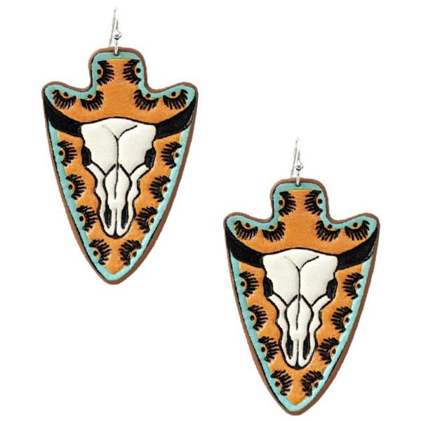 STEERHEAD WESTERN TOOLED LEATHER EARRING