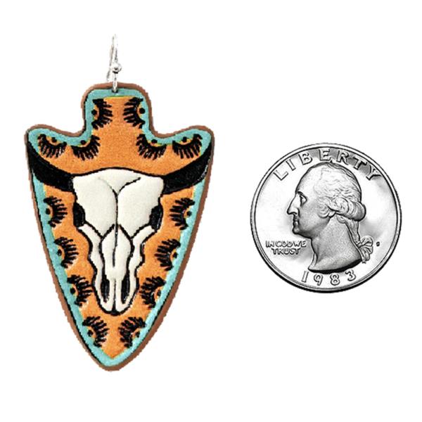 STEERHEAD WESTERN TOOLED LEATHER EARRING