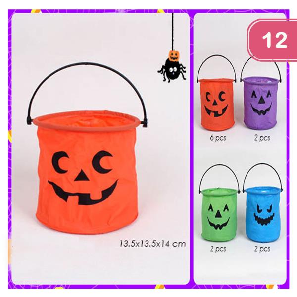 HALLOWEEN ASSORTED COLOR FACE BASKET (12 UNITS)