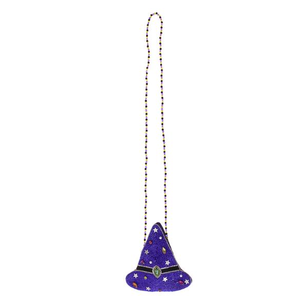 WITCHES HAT HALLOWEEN SHAPED HAND CRAFTED BEADED KIDS CROSSBODY BAG