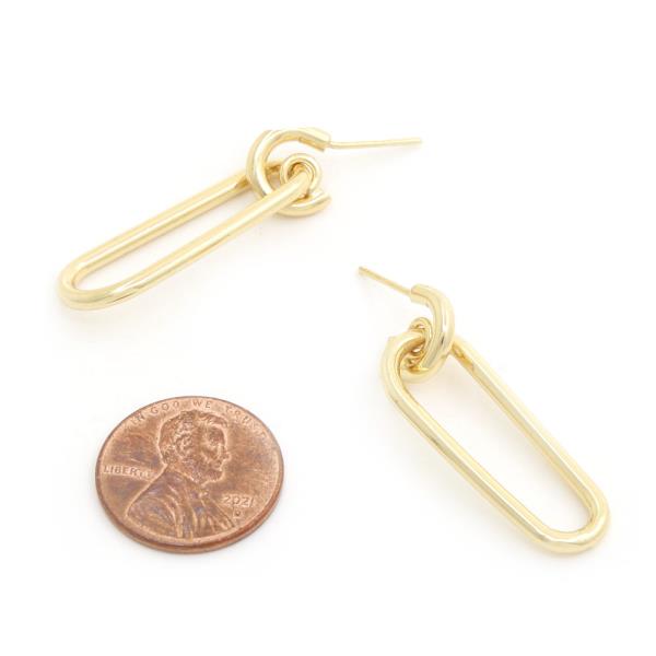 LONG OVAL METAL GOLD DIPPED EARRING