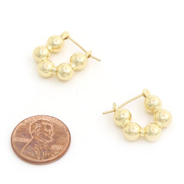 BALL BEAD HOOP METAL GOLD DIPPED EARRING